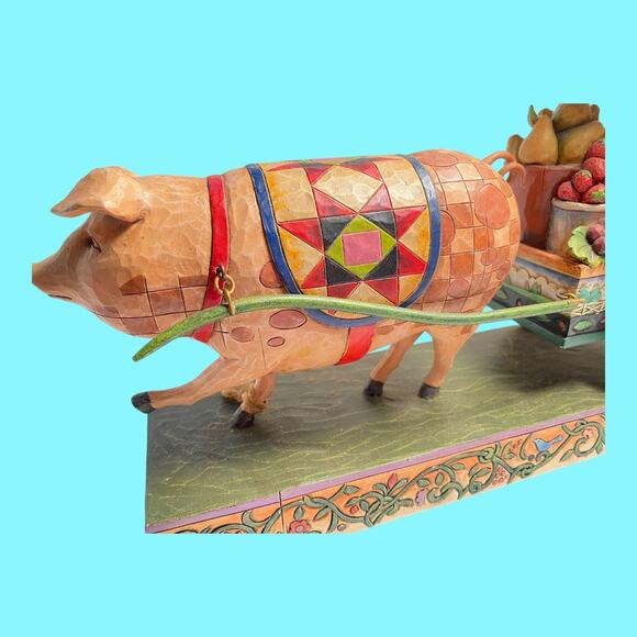 Jim Shore This Little Piggy Went To Market Pig Fruit Cart Heartwood Creek Enesco - Picture 9 of 16